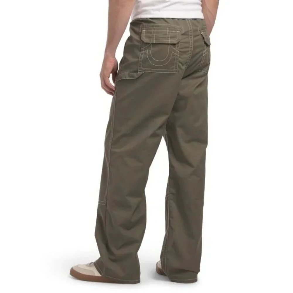 True Religion Mens Green Mid Rise Pockets Twill Carpenter Vinny Pants Sz 32 New